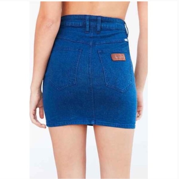 Wrangler x UO Franky Hi Mini Stretchy Denim Jean Pencil Skirt M - Picture 2 of 14